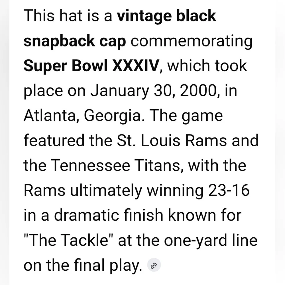 Vintage Super Bowl 2000 XXXIV NFL Logo 7 Black Cap Los Angeles Rams Football